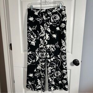 Lauren Ralph Lauren Black and White Floral Wide Leg Pants
